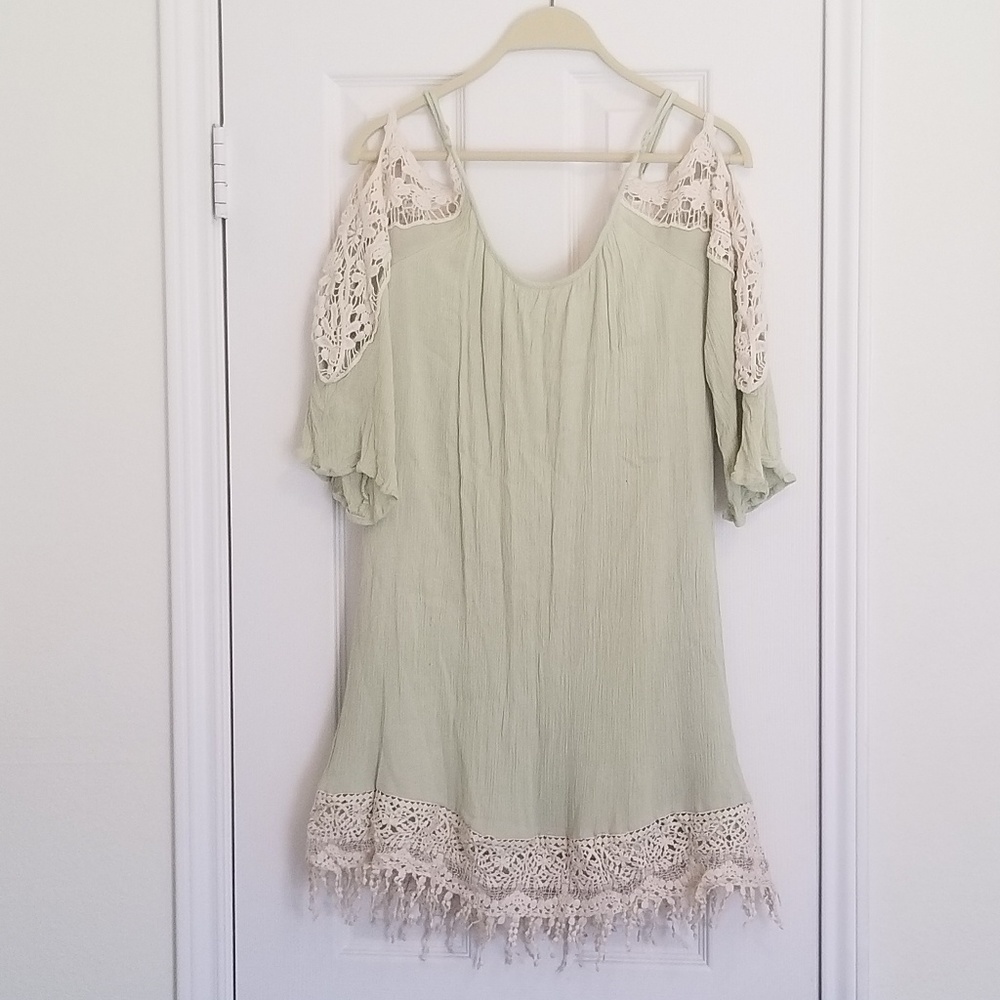Spring mint off the shoulder dress